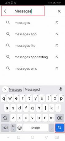 αναζήτηση για την εφαρμογή μηνυμάτων στο google play store