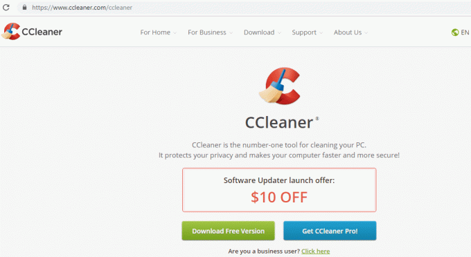 Visite ccleaner.com y haga clic en Descargar versión gratuita
