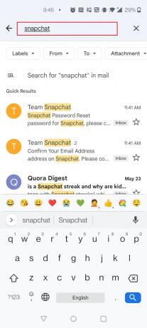 Digite Snapchat na barra de pesquisa