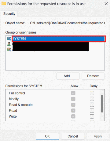 seleccionar una cuenta de usuario en particular. Solucionar el error El recurso solicitado está en uso