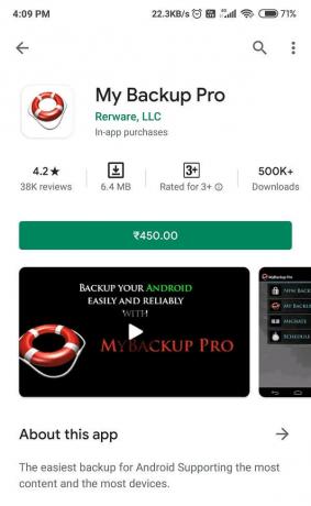 Installera MyBackup Pro-appen från Google Play Butik | Hur man säkerhetskopierar din Android-telefon