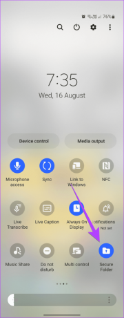 Samsung Secure Folder Отворете Бързи настройки