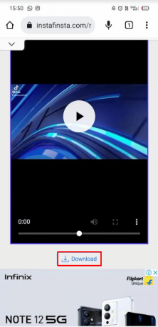 एक बार लोड हो जाने पर, वीडियो के नीचे डाउनलोड बटन पर टैप करें | इंस्टाग्राम स्टोरी पर फुल टिकटॉक कैसे प्राप्त करें