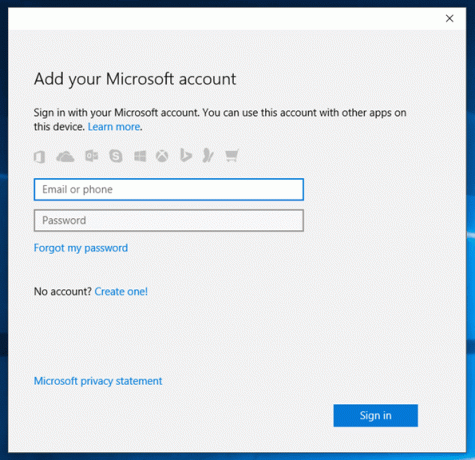 Microsoftアカウントを追加する