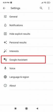 Tippen Sie im Einstellungsbildschirm für Google-Apps auf Google Assistant
