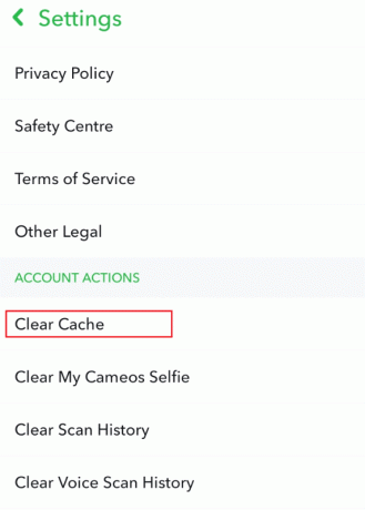 Додирните Очисти кеш у подешавањима Снапцхат-а