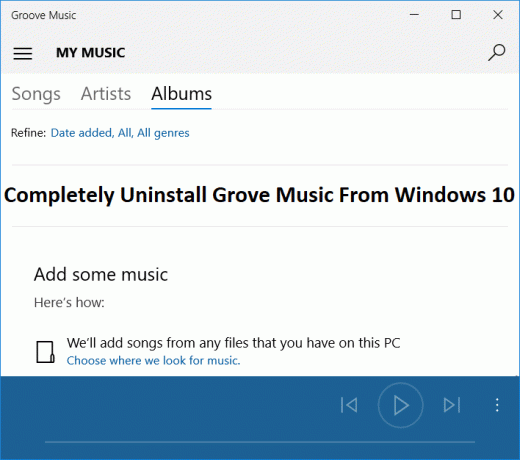 Poista Grove Musicin asennus kokonaan Windows 10:stä