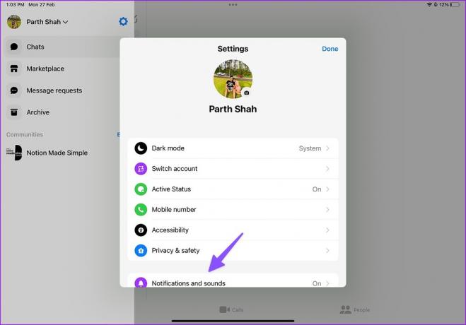 notificación y sonido para messenger en ipad