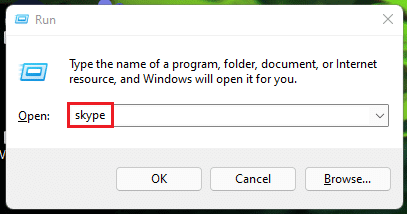 εντολή skype στο παράθυρο διαλόγου Εκτέλεση Windows 11