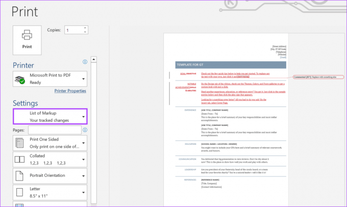 kaip spausdinti stebimus pakeitimus komentarus Microsoft Word 12