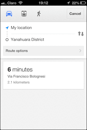 Google Maps-destination vald