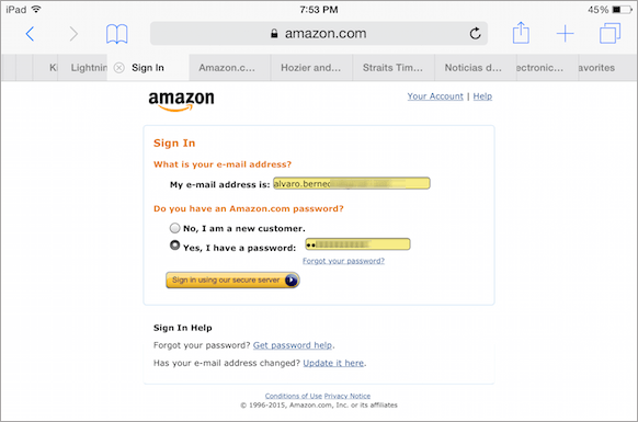 Login da Amazon