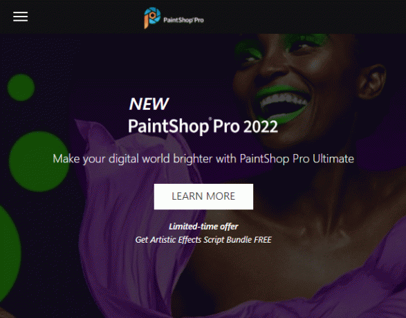 Službena web stranica za Paintshop Pro 2022