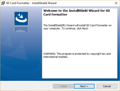 Installieren Sie den SD-Kartenformatierer aus der Download-Datei
