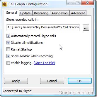 Callgraphconfiguratie