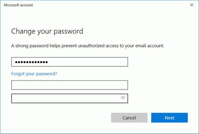 Lassen Sie das Feld für das neue Passwort leer und klicken Sie auf Weiter