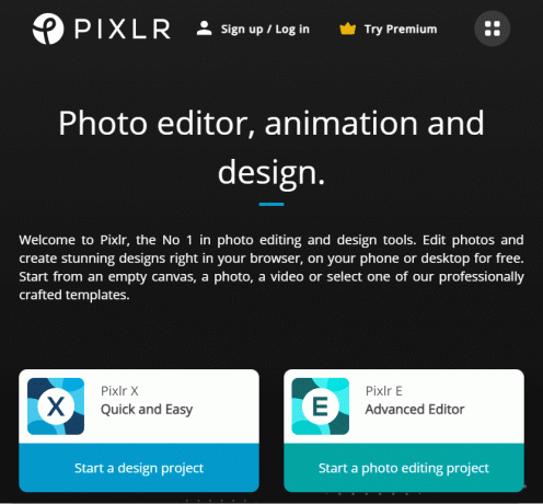Stranica za preuzimanje za Pixlr