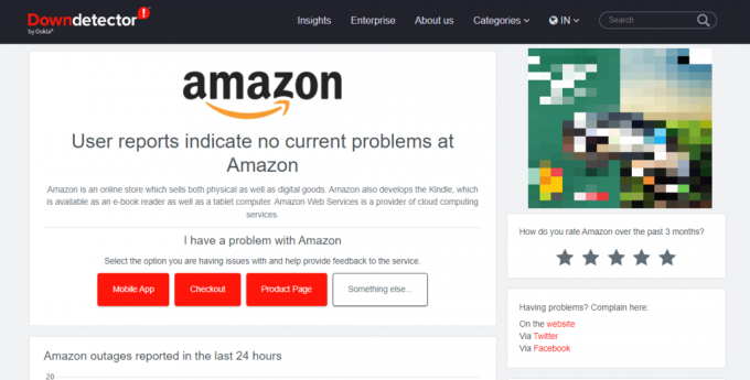 Amazon Downdetektor-Seite