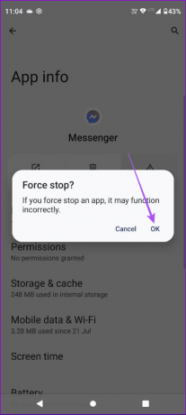 confirma forța stop messenger androod