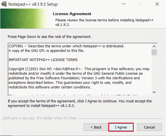 faceți clic pe butonul Sunt de acord în asistentul de instalare a acordului de licență. Cum se instalează pluginul Notepad++