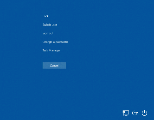 stlačte klávesové skratky Alt+Ctrl+Del. Dole sa otvorí modrá obrazovka.