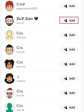 Намерете потребителя, който искате да следвате, и докоснете Добавяне до името на този потребител. Как да следвате в Snapchat