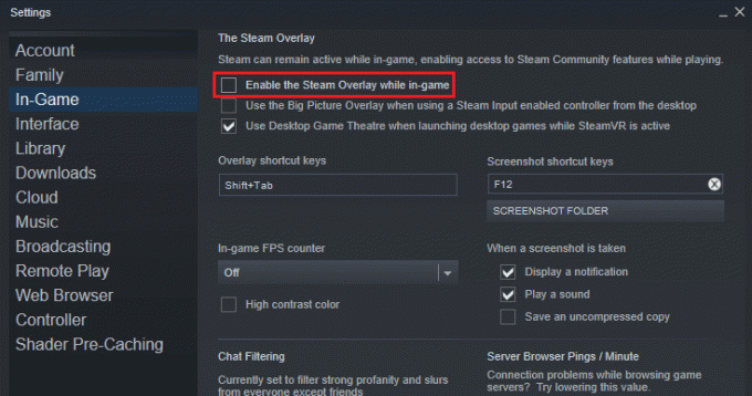 Desmarque habilitar la superposición de Steam mientras está en el cuadro del juego. Arreglar el bloqueo de Rainbow Six Siege