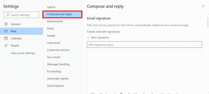 navegue até o painel Escrever e responder. Corrigir o botão de assinatura que não funciona no Outlook