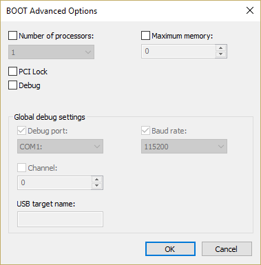 Poista valinta Maximum Memory kohdasta BOOT Advanced Options