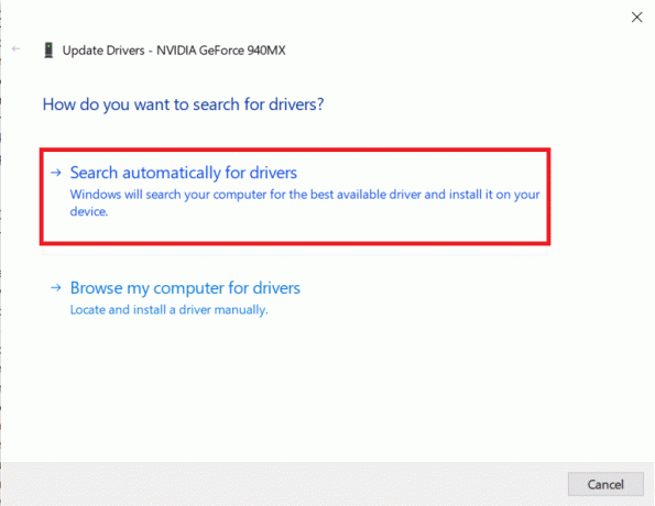 Selectați Căutați automat drivere și lăsați Windows să caute drivere actualizate. 