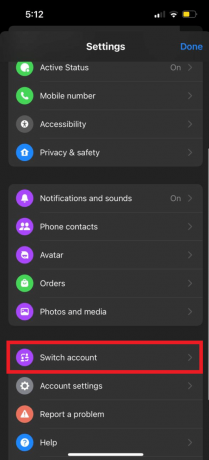 Stuknij opcję Przełącz konto. Jak naprawić problem z przełączaniem konta Facebook Messenger