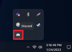 Gå till Windows aktivitetsfält och högerklicka på Discord-ikonen