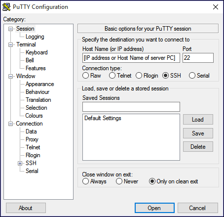 Configuración de Pu Tty