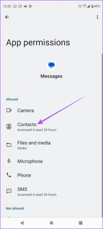 kontakter behörigheter app info meddelanden android