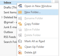 תיקיה חדשה של Outlook