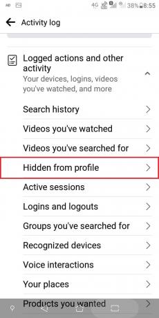 Додирните Скривено са профила да бисте видели скривене постове на Фејсбуку. 