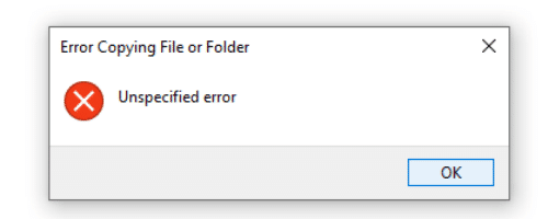 Windows 10에서 파일 또는 폴더를 복사할 때 지정되지 않은 오류 수정