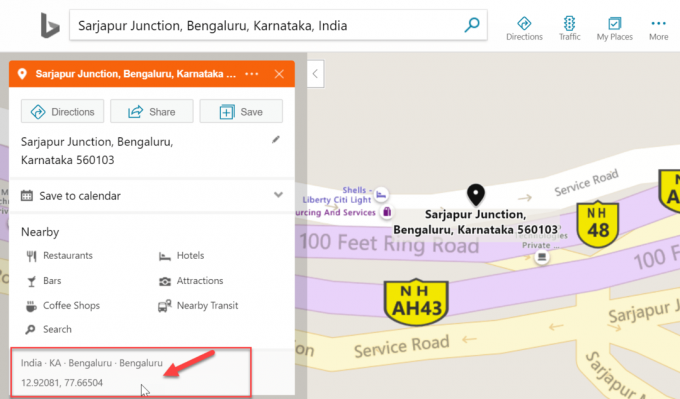 Find GPS Co-ordinate ved hjælp af Bing Maps