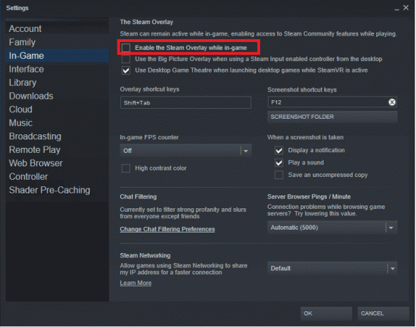  Aktivera Steam Overlay medan du är i spelet för att inaktivera funktionen | Lost Ark lanseras inte