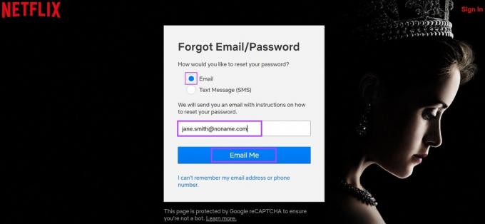 Link zum Zurücksetzen des Passworts per E-Mail