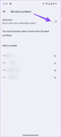 Prejemanje klicev z blokiranih številk na telefonu