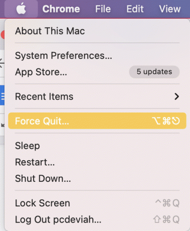 Klikněte na Force Quit. Opravte nefunkční zprávy na Macu