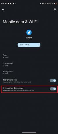 Įjunkite Neriboto duomenų naudojimo jungiklį