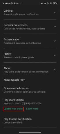 Atjaunināt Play veikalu | Izlabojiet Google Play kļūdas kodu 495 operētājsistēmā Android