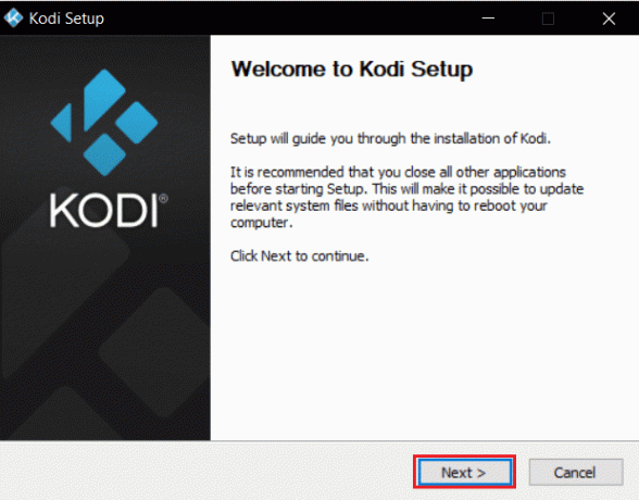 selecteer volgende in Kodi-installatievenster