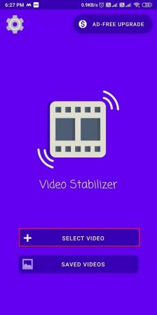 Uygulamayı cihazınızda başlatın ve 'Video seç' | Android Telefonda Videoları Nasıl Stabilize Edebilirsiniz?