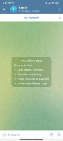 افتح مجموعة Telegram التي تريد إزالة عضو فيها 