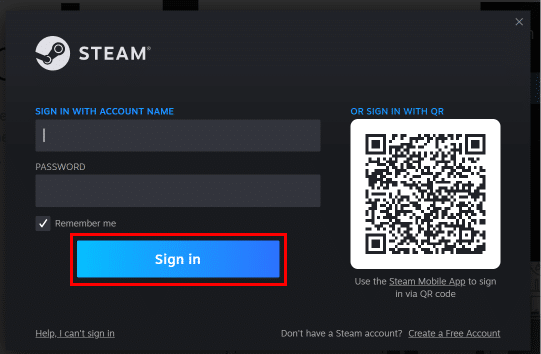 Въведете вашето потребителско име и парола за Steam, след което щракнете върху бутона Вход.