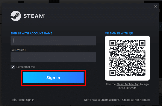 Vnesite svoje uporabniško ime in geslo za steam ter kliknite gumb Prijava.