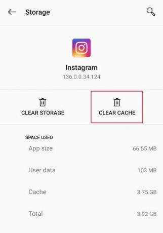 Tocca " Cancella cache" per eliminare tutti i dati della cache